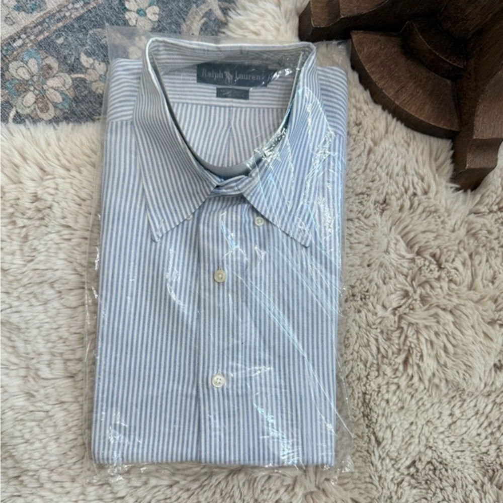 Ralph Lauren Yarmouth 100% Cotton Button Up Shirt striped 17.5